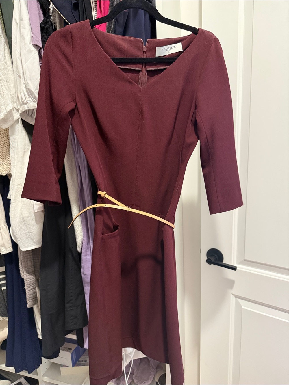 MM Lafleur Burgundy Midi Sheath Dress